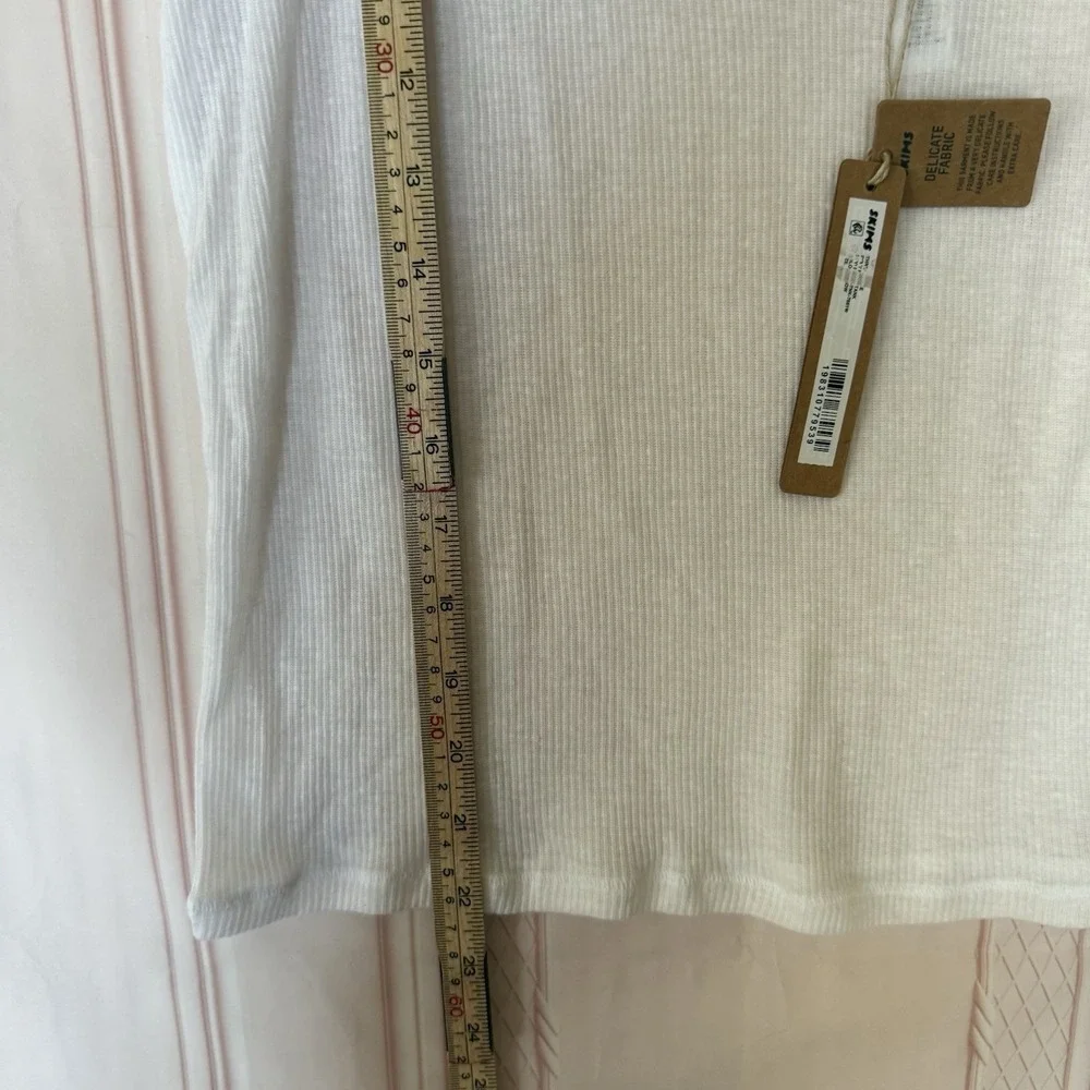 Skims Threadbare Rib V Neck Tank In Snow (White) Size Medium NWT